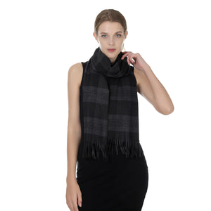 Herringbone Houndstooth Checked Pattern Cashmere Feel Classic Soft Luxurious Unisex Winter Scarf