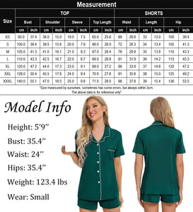 SWOMOG Womens Button Down Pajamas Set Short Sleeve Sleepwear Bride Soft Pj Lounge Sets XS-3XL