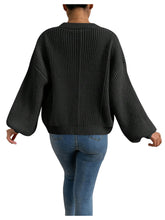 Load image into Gallery viewer, Women&#39;s Color Block Open Front Long Sleeve Ribbed Knit Cropped Cardigan Sweaters