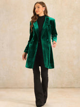 Load image into Gallery viewer, Velvet Coat for Women&#39;s Lapel Double-Breasted Long Outerwear Winter Coats