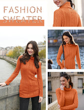 Load image into Gallery viewer, Women Polo Neck Long Slim Fitted Dress Bodycon Turtleneck Cable Knit Sweater