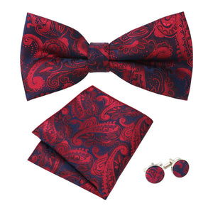 Men's Bow Tie Sets, Mens Ties Set/Bowties Set with Pocket Square and Cufflinks for Wedding Party Business