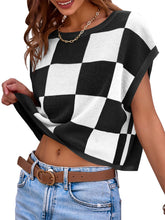 Load image into Gallery viewer, Womens Cap Sleeve Crop Tops Crew Neck Knit Trendy Casual Sweater