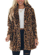 Load image into Gallery viewer, Women&#39;s Faux Fur Jackets Autumn Winter Leopard Coats Loose Fur Coat with Pockets