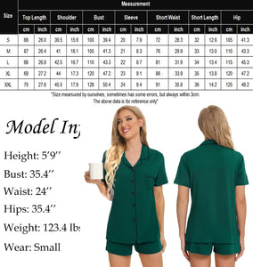 SWOMOG Womens Button Down Pajamas Set Short Sleeve Sleepwear Bride Soft Pj Lounge Sets XS-3XL