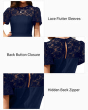 Load image into Gallery viewer, Women&#39;s Cocktail Dresses Crew Neck Short A Line Dress with Lace Sleeves