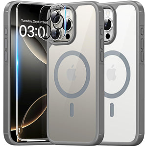 TAURI 5 in 1 for iPhone 16 Pro Max Case, Compatible with MagSafe [Not-Yellowing] with 2X Screen Protector + 2X Camera Lens Protector, Military-Grade Protection, Magnetic Case for 16 ProMax 6.9", Clear