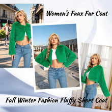 Load image into Gallery viewer, Cropped Fur Coat for Women, Faux Furry Long Sleeve Fluffy Jacket Open Front Winter Shaggy Warm Outwear