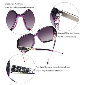 LECKIRUT Oversized Sunglasses for Women Polarized UV Protection Classic Fashion Ladies Shades Black Frame Gray Lens