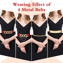 Load image into Gallery viewer, Zhanmai 4 Pieces Belts for Women Metal Gold Stretch Waist Belt Skinny Wide Chain Belt Elastic Belt for Dress