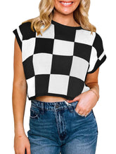 Load image into Gallery viewer, Womens Cap Sleeve Crop Tops Crew Neck Knit Trendy Casual Sweater