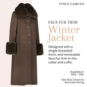 Vince Camuto Winter Coats, Women Single-Breasted Fur Collar Cuffed Womens Jacket