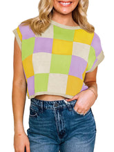 Load image into Gallery viewer, Womens Cap Sleeve Crop Tops Crew Neck Knit Trendy Casual Sweater