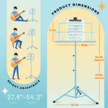 Load image into Gallery viewer, CAHAYA 2 in 1 Dual Use Extra Stable Reinforced Folding Sheet Music Stand &amp; Desktop Book Stand Lightweight Portable Adjustable with Carrying Bag, Metal Music Stand with Music Sheet Clip Holder CY0204