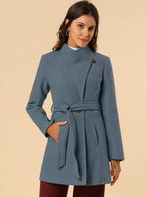 Load image into Gallery viewer, Women&#39;s Classic Stand Collar Long Sleeve Winter Belted Long Coat