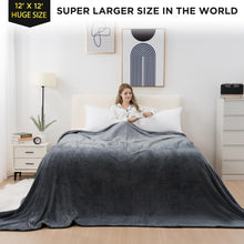 Load image into Gallery viewer, HOMFINE Oversized King Fleece Blanket 120x120 Inches - Ultra Soft Cozy Warm Giant Huge 10&#39;x10&#39; Blanket for Bed, Sofa, Couch, Travel, Camping, Extra Large 350 GSM Flannel Big Throw Blanket, Light Grey