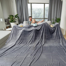 Load image into Gallery viewer, HOMFINE Oversized King Fleece Blanket 120x120 Inches - Ultra Soft Cozy Warm Giant Huge 10&#39;x10&#39; Blanket for Bed, Sofa, Couch, Travel, Camping, Extra Large 350 GSM Flannel Big Throw Blanket, Light Grey