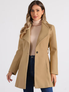 Women's Classic Stand Collar Long Sleeve Winter Belted Long Coat