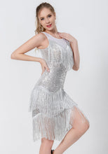 Load image into Gallery viewer, Z&amp;X Women&#39;s Salsa Latin Dance Dress Glitter Sequin Fringe Flapper Party Dress Ballroom Dance Outfits