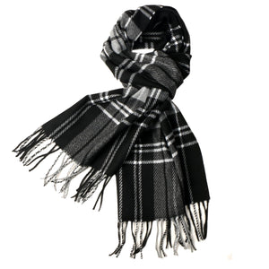 Herringbone Houndstooth Checked Pattern Cashmere Feel Classic Soft Luxurious Unisex Winter Scarf