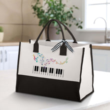 Load image into Gallery viewer, Pianist Canvas Tote Bag, Piano Musical Gifts, Piano Lover Tote Bag, Piano Teacher Student Gift, Music Tote Bag