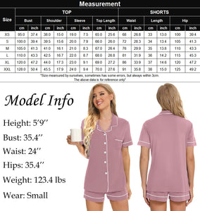 SWOMOG Womens Button Down Pajamas Set Short Sleeve Sleepwear Bride Soft Pj Lounge Sets XS-3XL