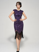 Load image into Gallery viewer, SWEETV Women&#39;s Flapper Dresses 1920s Great Gatsby Dresses Sequin Fringed Roaring 20s Cocktail Dress