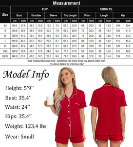 SWOMOG Womens Button Down Pajamas Set Short Sleeve Sleepwear Bride Soft Pj Lounge Sets XS-3XL