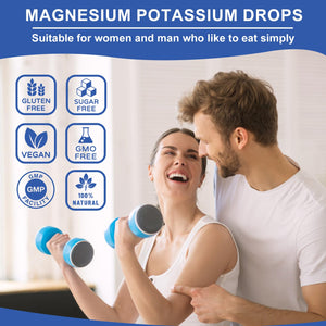 Potassium Magnesium Liquid Drops Supplement with Potassium 99mg, Magnesium 500mg,Calcium, Vitamin D3, Zinc, for Leg Cramps, Energy, Metabolism, for Adult and Kid,Sugar Free