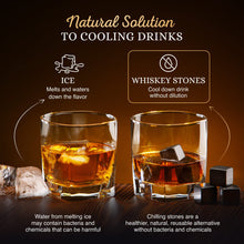 Load image into Gallery viewer, Whiskey Set, Whiskey Glasses, Stainless Chilling Stones, Coasters, Tongs - Whiskey Stones Gift Set for Men