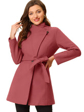 Load image into Gallery viewer, Women&#39;s Classic Stand Collar Long Sleeve Winter Belted Long Coat