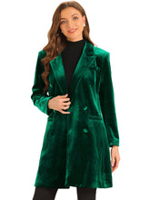 Load image into Gallery viewer, Velvet Coat for Women&#39;s Lapel Double-Breasted Long Outerwear Winter Coats