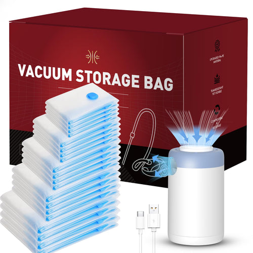 【Cordless Electric Pump】20 Pack Travel Vacuum Bag with USB Pump, Vacuum Seal Bags for Clothing Travel, Travel Essentials Portable Vacuum Storage Bags for Travel and Luggage, Suction Bags for Travel