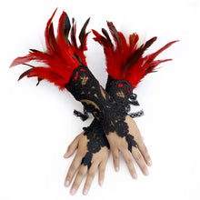 Load image into Gallery viewer, HOMELEX Women Black Lace Feather Gloves Witch Angel Costume Accessories Swan Wings Wrist Bands