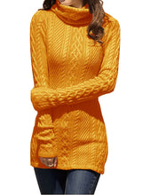 Load image into Gallery viewer, Women Polo Neck Long Slim Fitted Dress Bodycon Turtleneck Cable Knit Sweater