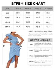 Load image into Gallery viewer, BTFBM Women 2024 Summer Fashion Elegant One Shoulder Cocktail Dress Ruffle Sleeve Wrap Ruched Bodycon Short Party Dresses