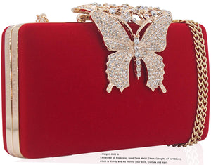 Dexmay Rhinestone Clutch Bag with Crystal Butterfly Clasp Women Evening Handbag Formal Party Purse