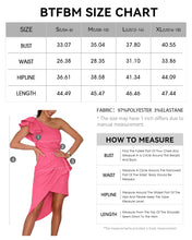 Load image into Gallery viewer, BTFBM Women 2024 Summer Fashion Elegant One Shoulder Cocktail Dress Ruffle Sleeve Wrap Ruched Bodycon Short Party Dresses