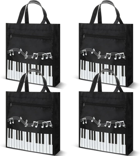 Cunno 4 Pcs Small Piano Music Bag Piano Keys Handbag Reusable Tote Bag Shoulder Shopping Bag Book Bag Tote for Music Lovers Gifts