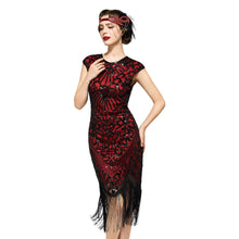 Load image into Gallery viewer, SWEETV Women&#39;s Flapper Dresses 1920s Great Gatsby Dresses Sequin Fringed Roaring 20s Cocktail Dress