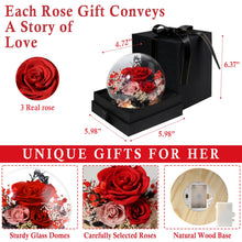 Load image into Gallery viewer, Valentine&#39;s Day Gifts for Her, Preserved Real Flowers Eternal Rose in Glass Dome, Forever Flowers for Delivery