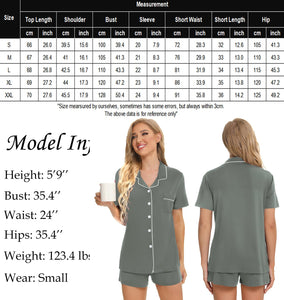 SWOMOG Womens Button Down Pajamas Set Short Sleeve Sleepwear Bride Soft Pj Lounge Sets XS-3XL