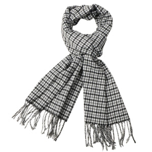 Herringbone Houndstooth Checked Pattern Cashmere Feel Classic Soft Luxurious Unisex Winter Scarf