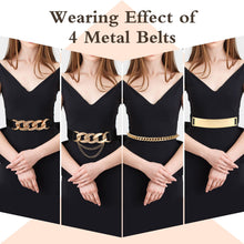 Load image into Gallery viewer, Zhanmai 4 Pieces Belts for Women Metal Gold Stretch Waist Belt Skinny Wide Chain Belt Elastic Belt for Dress