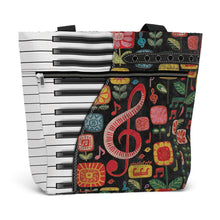 Load image into Gallery viewer, 84hoods Tote Bag for Women. Large Shoulder Bag with Pockets and Zipper for Work. Gift for Piano Players, Music Lovers.