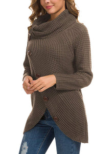 GRECERELLE Womens Turtleneck Sweaters 2024 Fall Chunky Long Sleeve Asymmetric Knit Pullover Sweaters