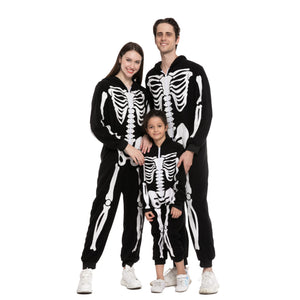 Spooktacular Creations Unisex Skeleton Family Matching Pajama Jumpsuit for Men Halloween Dress Up Party Themed Party Cosplay