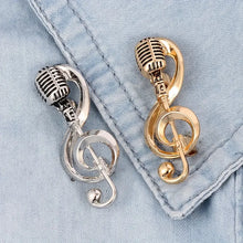 Load image into Gallery viewer, 1pc Music Mic Brooch Pin - Elegant Music-Themed Accessory with Functional Microphone Pin for Musicians and Music Lovers