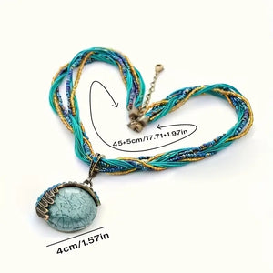 Bohemian Style Turquoise Handmade Pendant Necklace Women's Accessories