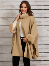 Load image into Gallery viewer, Fuzzy Trim Long Sleeve Poncho